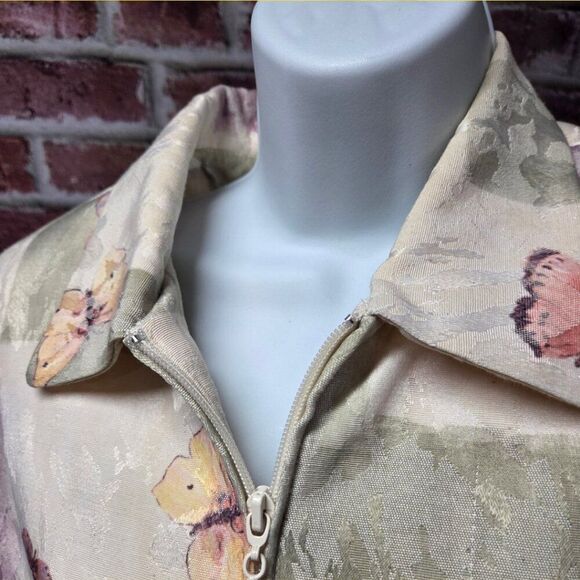 Vintage Women's TOWN & TRAVEL Zip Floral Butterflies Jacket Blazer 16P - Picture 4 of 8